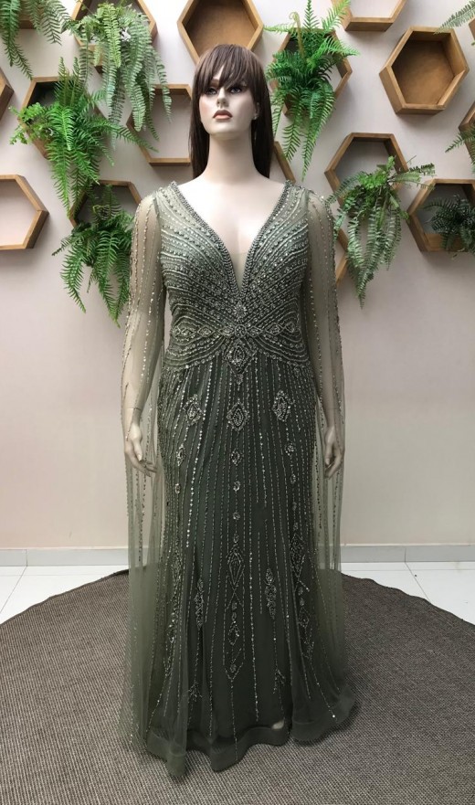 VESTIDO VERDE OLIVA 11546SB