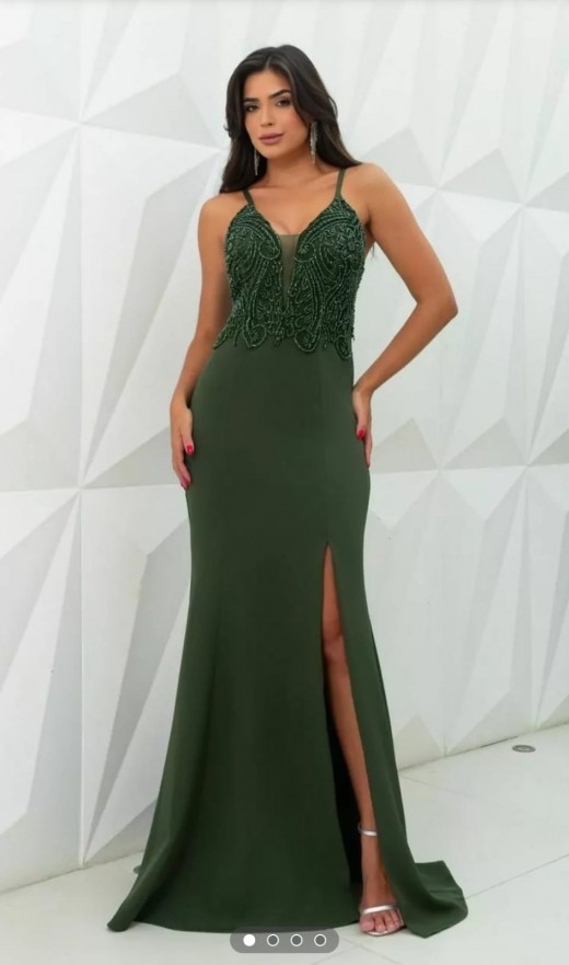 VESTIDO VERDE OLIVA 6124JC