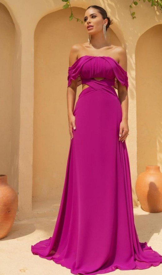 VESTIDO FUCSIA 5672JC