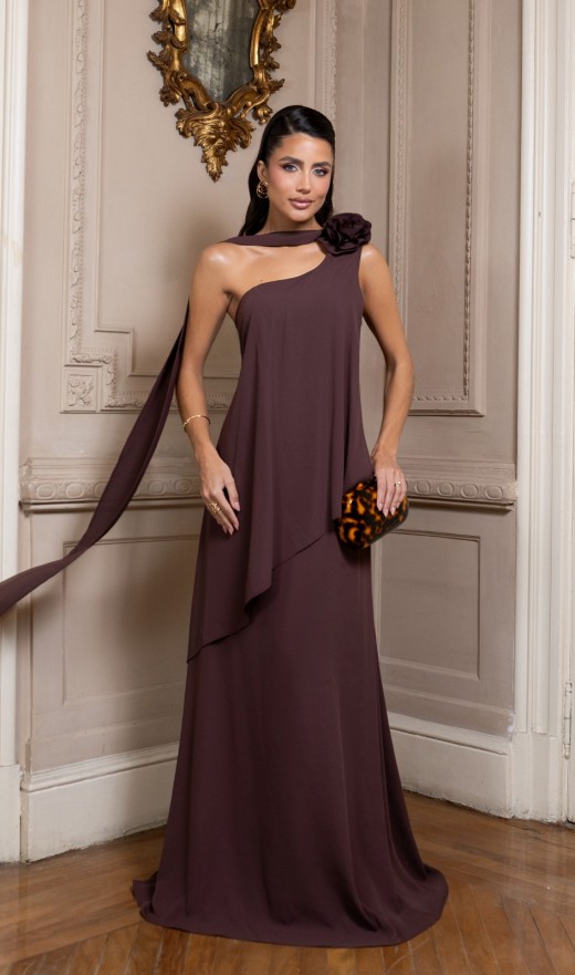 VESTIDO MARROM CHOCOLATE 1238PH