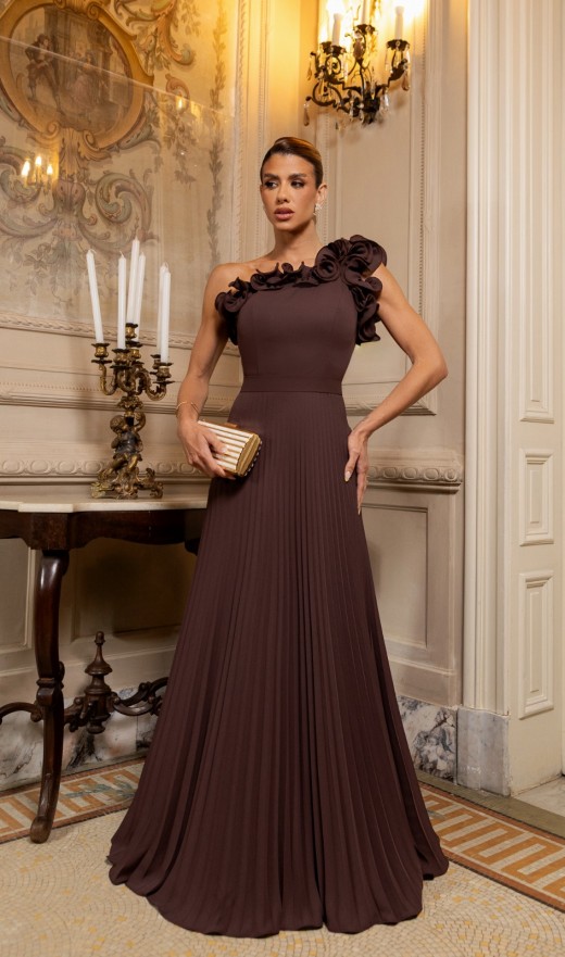 VESTIDO MARROM CHOCOLATE 1237PH