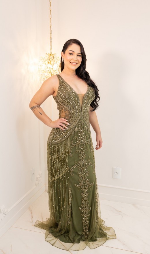 VESTIDO VERDE OLIVA 11769SB