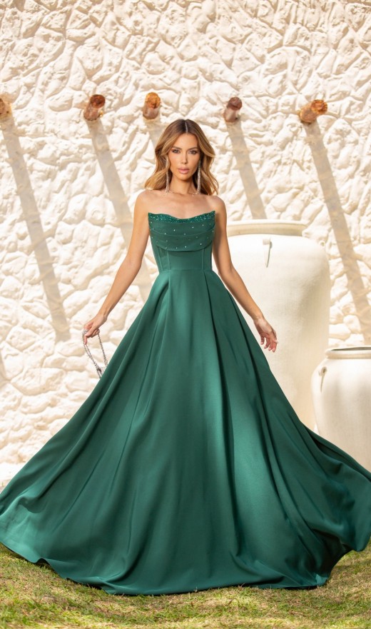 VESTIDO VERDE ESMERALDA CC8848