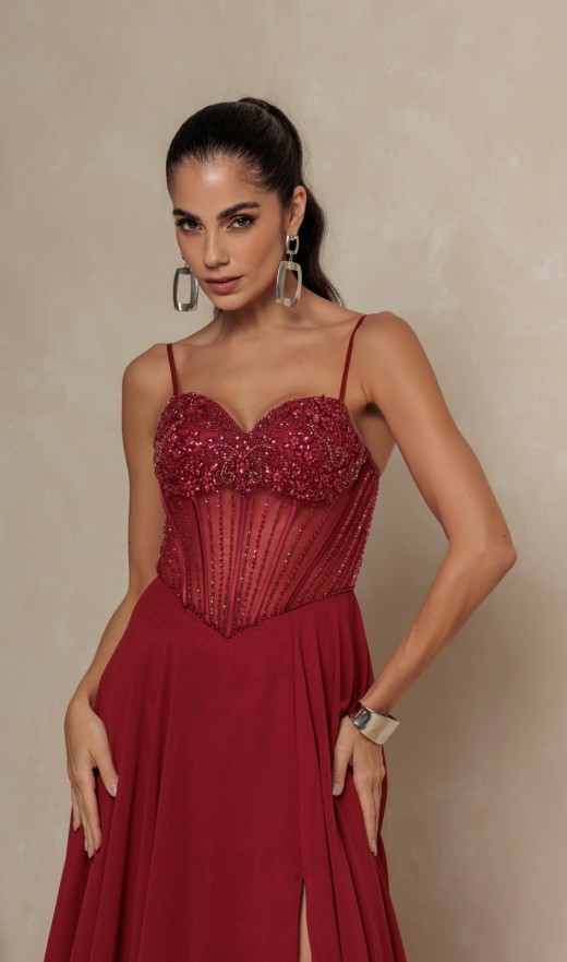 VESTIDO MARSALA LC3724